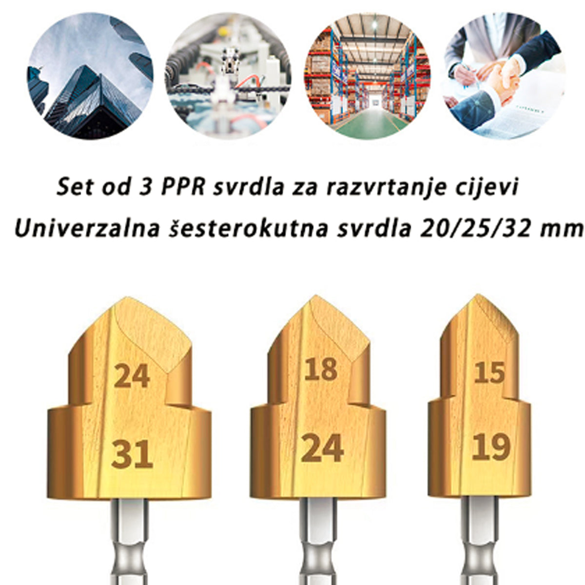 【3 komada】 PPR svrdlo za razvrtanje cijevi za vodu, 20/25/32 mm univerzalno šesterokutno svrdlo od legiranog čelika visoke čvrstoće