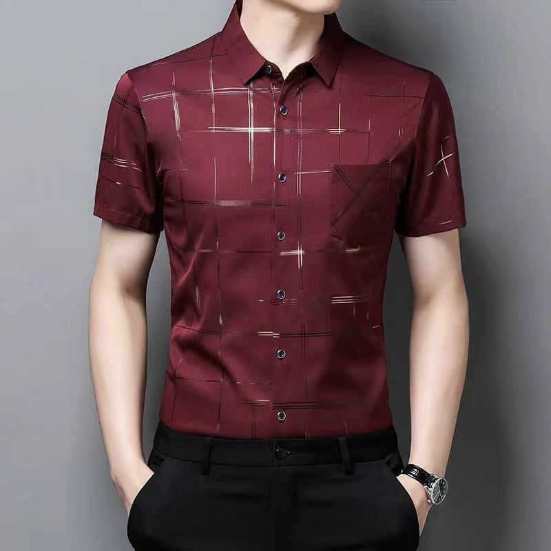 🧊🧊【Cumpără 1, primești 1 gratuit】(M-4XL) Cămașă de vară bărbătească din mătase glacială 