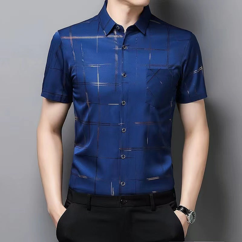 🧊🧊【Cumpără 1, primești 1 gratuit】(M-4XL) Cămașă de vară bărbătească din mătase glacială 