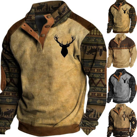 💥🔥【S-5XL】Muška mikina za jesen i zimu s 3D printom i visokim ovratnikom u američkom streetwear stilu