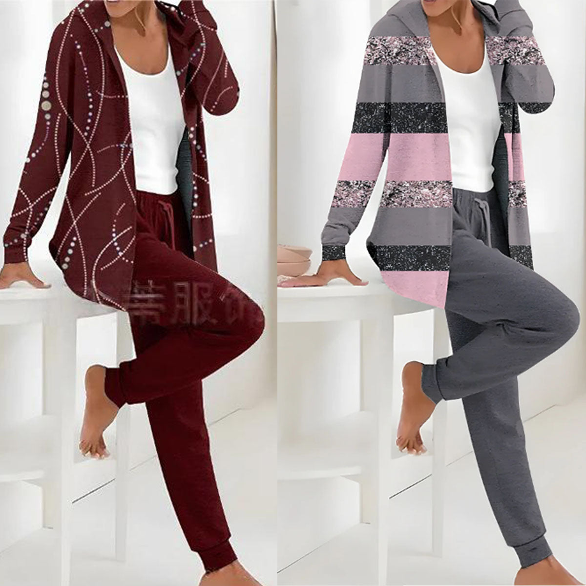 🔥【S-3XL】Γυναικείο φθινοπωρινό χειμερινό σετ δύο τεμαχίων με μακριά μανίκια και παντελόνι