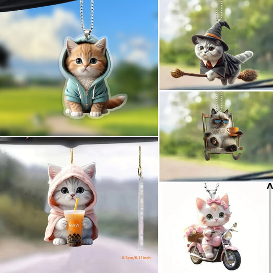 💥🔥🚗🐱【5 piese】 Ornamente noi pentru pisici magice 2025, pandantive pentru mașini