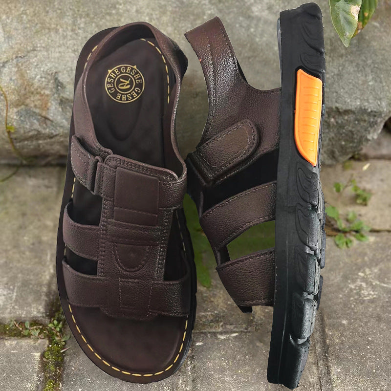 🔥【38~44】Sandale de plajă bărbătești, antiderapante, din piele moale, lucrate manual 