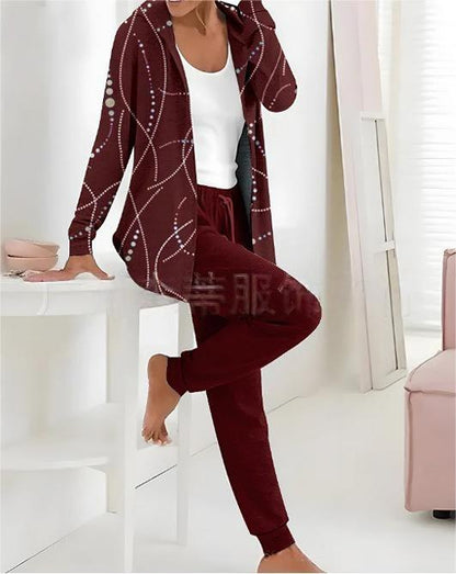 🔥【S-3XL】Γυναικείο φθινοπωρινό χειμερινό σετ δύο τεμαχίων με μακριά μανίκια και παντελόνι