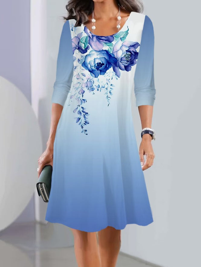 【S-3XL】🍂🍂Nova jesenska midi haljina s dugim rukavima i okruglim izrezom-3931712