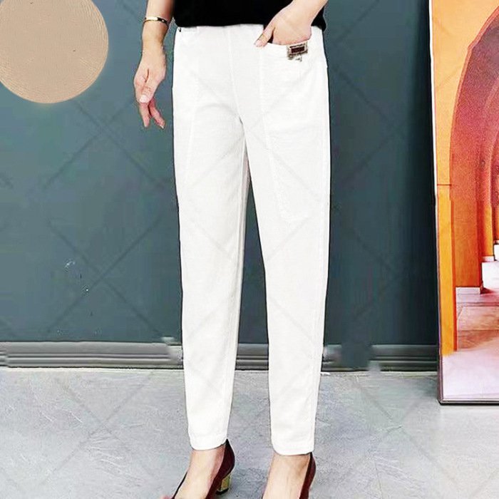 👖🔥🔥【M-6XL】Nové elastické a všestranné dámské kalhoty pro volný čas ve velkých velikostech, vyrobené z čisté bavlny 3905194 