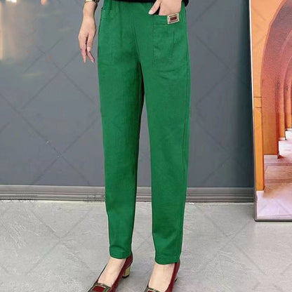👖🔥🔥【M-6XL】Nové elastické a všestranné dámské kalhoty pro volný čas ve velkých velikostech, vyrobené z čisté bavlny 3905194 