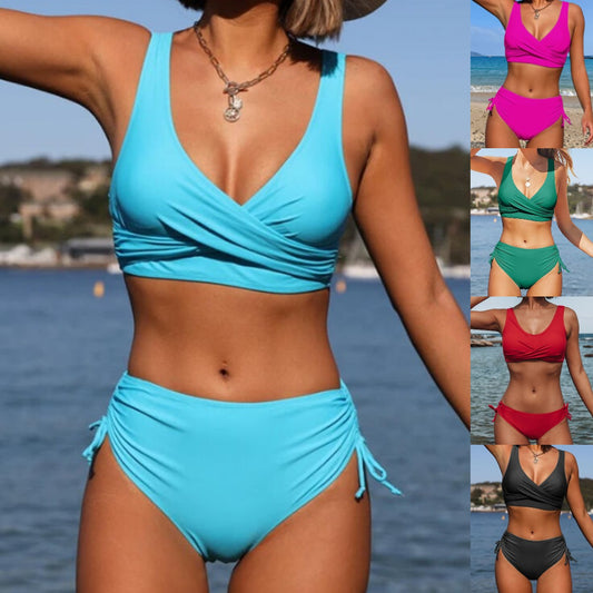 🏖️👙【Popust na novi proizvod】🌴【S-3XL】Novi ženski jednostavni jednobojni, brzosušeći, udobni, prozračni bikini kupaći kostim za ljeto 2025.