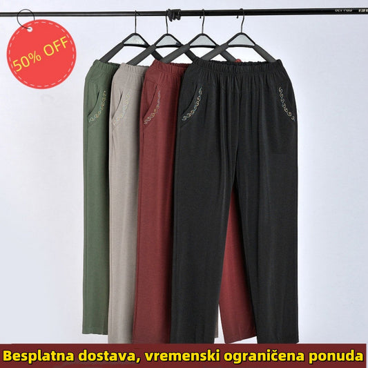 🔥👖【XL-5XL】Devět širokých pohodlných kalhot s rovnými nohavicemi v pase 3906478 