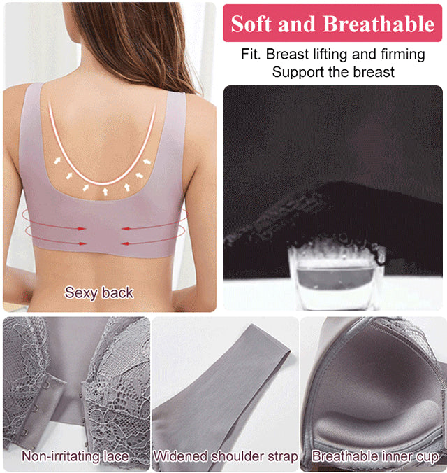 【M-5XL】Sutien mare din dantelă cu închidere frontală fără armătură 