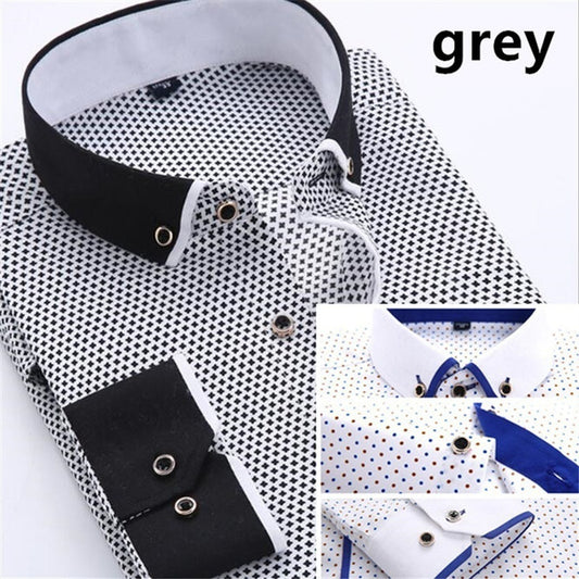 👔【45% sleva】Neformální pánská košile s dlouhým rukávem-3930366 