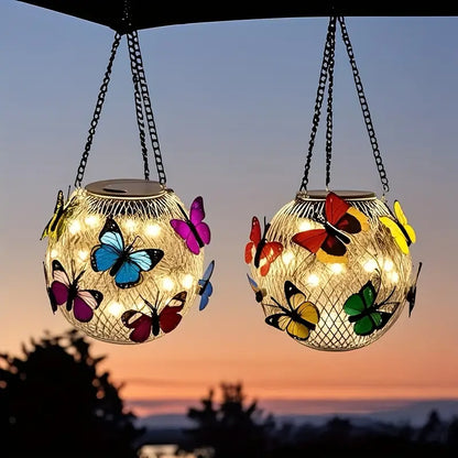 🦋💡【Kupte 1, dostanete 1 zdarma】Solární Zahradní Lucerna s Motýly – Romantické Světlo pro Váš Exteriér