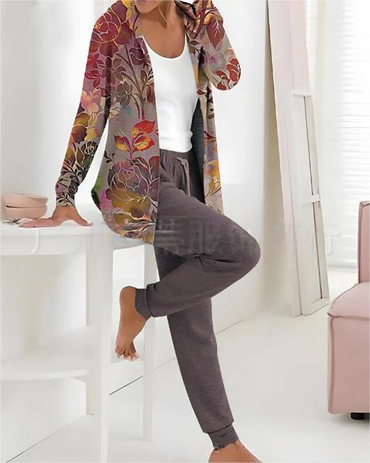 👕👖【S-3XL dugi rukavi + hlače】Jesen i zima novi ženski ležerni dvodijelni set s printom 3893855