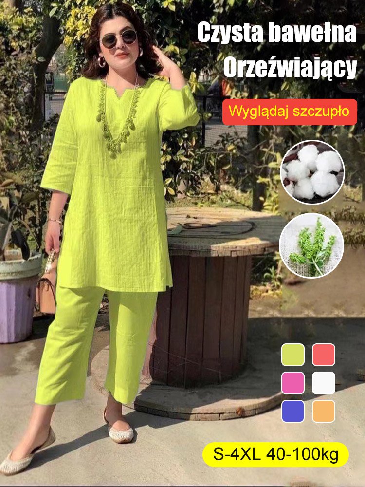 【40-100 kg】[40-100 livre] Costum de vară din bumbac și in, stil etnic 