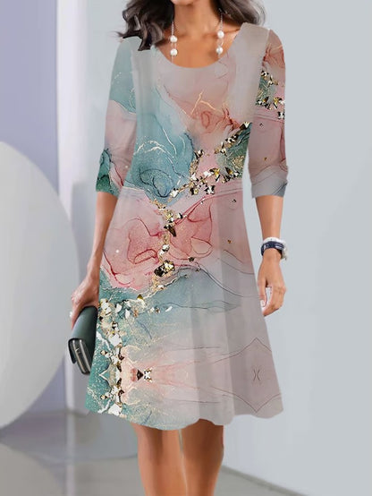 【S-3XL】🍂🍂Nova jesenska midi haljina s dugim rukavima i okruglim izrezom-3931712