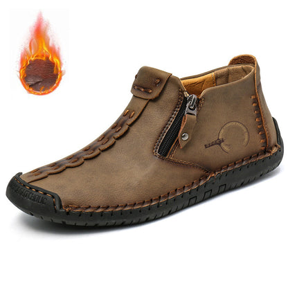 🥾Botas Martens para hombre hechas totalmente a mano con cuero genuino (tallas 38-48), con forro de felpa y cremallera – cálidas, cómodas y elegantes, ideales para el invierno.-E