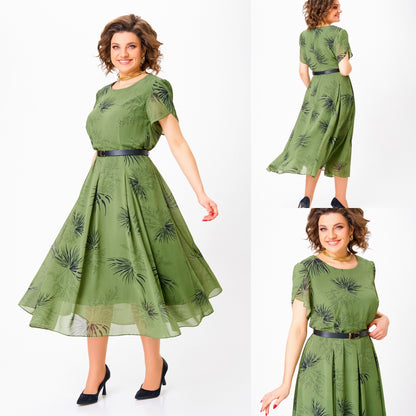 👗 [S-5XL] Nova modna zelena haljina od šifona za proljeće i ljeto 2025