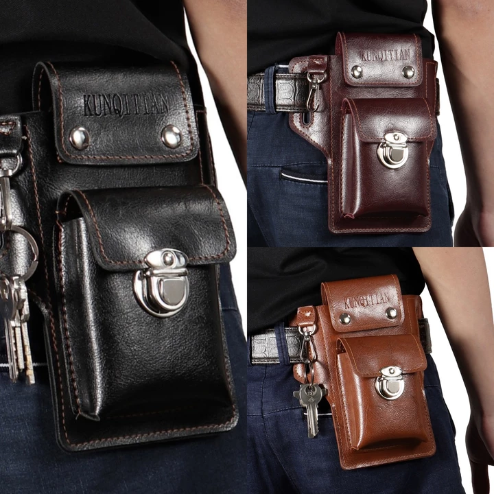 Riñonera de cuero multifuncional para hombre