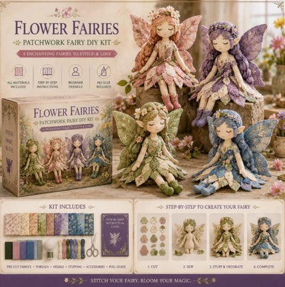 🌸50% zľava - Šijacia séria Fairy Tale - Sada patchworkových víl pre domácich majstrov✨👼