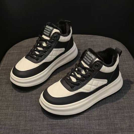 🏆【35-40】Zimowe buty damskie wyściełane polarem, uniwersalne, z grubą podeszwą, wysokie, ciepłe i z miękką podeszwą bawełnianą