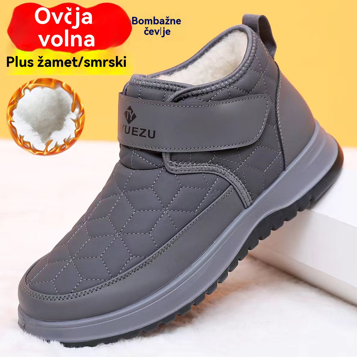 【39-45】Novi zimski moški visoki topli snežni škornji s flis podlogo