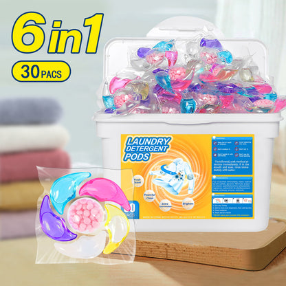 ✨👚【30/60/100 kusů】✨Extra velký kbelík 6v1 vonné perličky na prádlo odstraňují skvrny a zanechávají vůni, hladce likvidují roztoče a bakterie