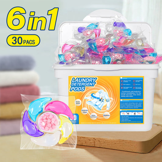✨👚【30/60/100 kusů】✨Extra velký kbelík 6v1 vonné perličky na prádlo odstraňují skvrny a zanechávají vůni, hladce likvidují roztoče a bakterie