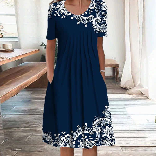 👗🎁 Modna haljina s printom okruglog izreza za 2025 3904285