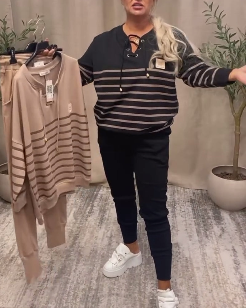 🔥Νέα μοντέλα με έκπτωση 49% 🔥✨ Αθλητική φόρμα δύο τεμαχίων με ρίγες🐏