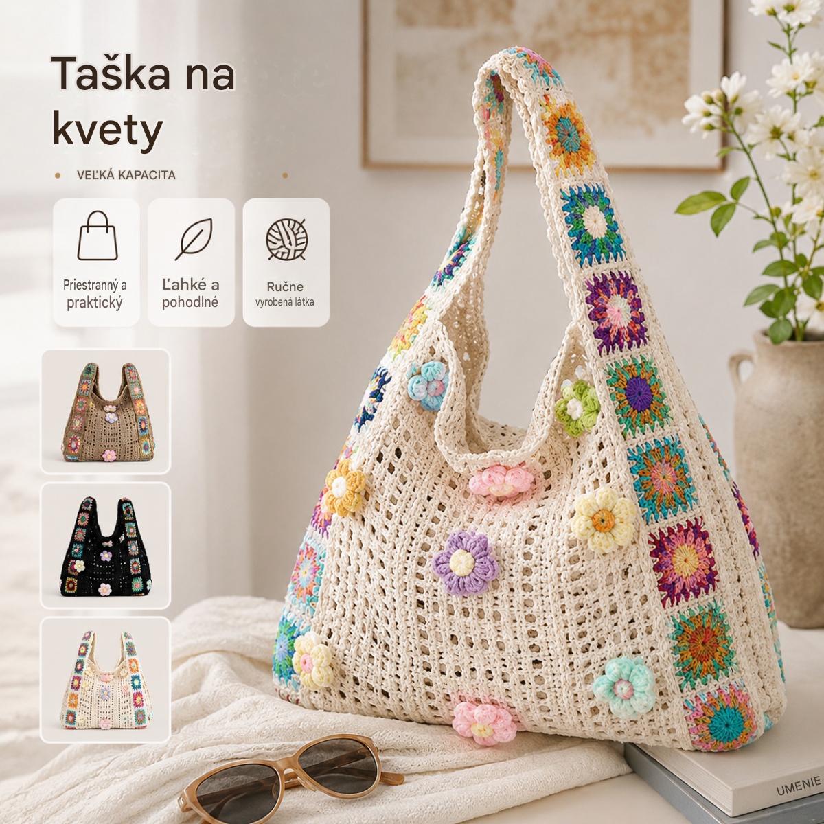 📢📢50% ZĽAVA! ⏰Dámska etnická háčkovaná kabelka cez rameno – pohodlné nosenie a dostatok priestoru, komfort pri nosení počas celého dňa
