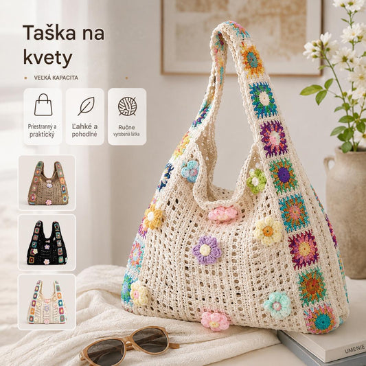 📢📢50% ZĽAVA! ⏰Dámska etnická háčkovaná kabelka cez rameno – pohodlné nosenie a dostatok priestoru, komfort pri nosení počas celého dňa
