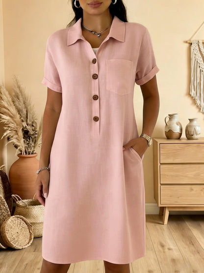 ⏳ Časovo obmedzená ponuka! ⏰🍋【S-3XL】Nové elegantné a jednoduché dámske šaty na gombíky - zakrýva paže, lichotí postave, je zoštíhľujúci a pohodlný.