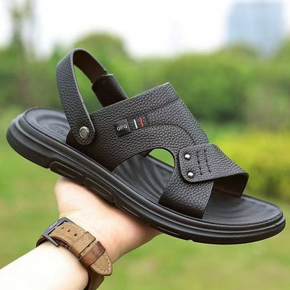 🐂50% sleva 【38-44】Nové pánské plážové sandály z pravé kůže s tlustou podrážkou