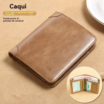 Nueva cartera de cuero genuino para hombre con sistema antirrobo