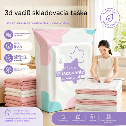🧳【5-dielna sada】💨 Veľké stlačiteľné vákuové úložné vrecká: Nepotrebujú pumpičku, sú nepriepustné, ideálne na úsporu miesta v kufri a doma✈️