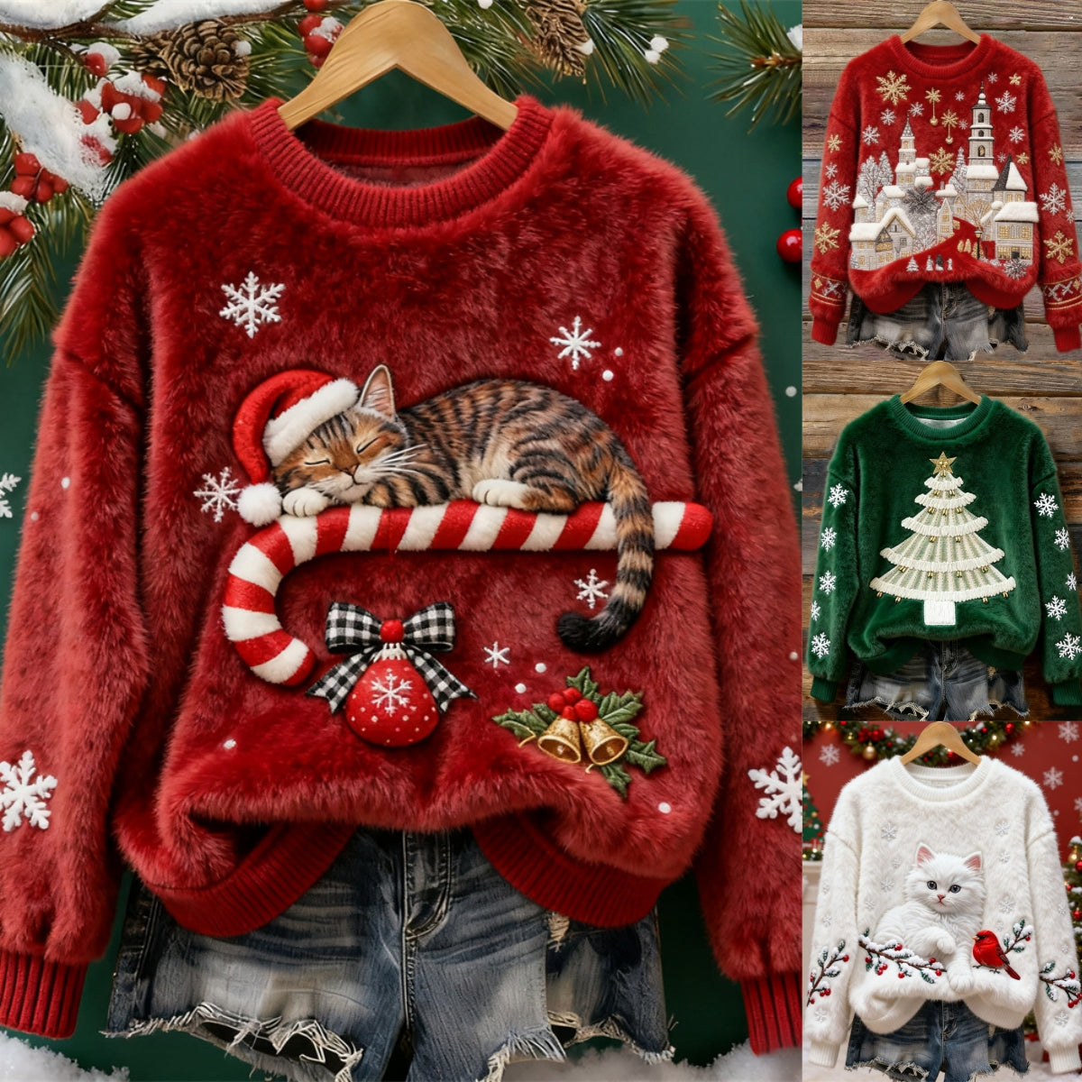 🎅【Vánoční speciální vydání】🎄【S-5XL】⛄Dámský vánoční flanelový svetr s krásnými vzory – teplý, pohodlný a ideální pro sváteční období