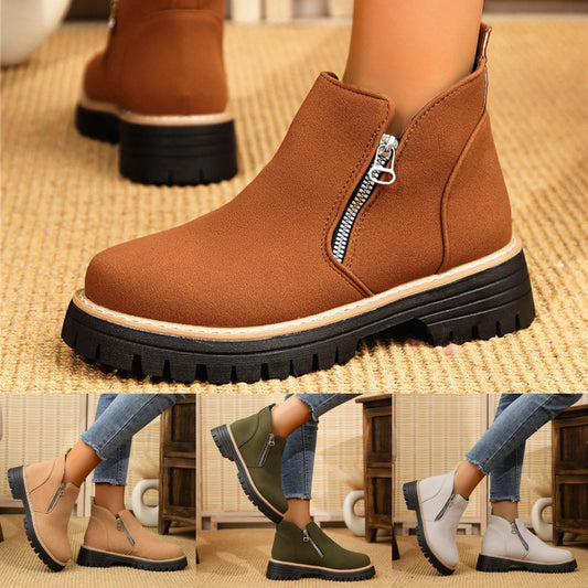 🔥【35-41】🥾Nove martinke od kašmira i goveđe kože za jesen/zimu 2025. s okruglom glavom na niskoj, kratkoj peti