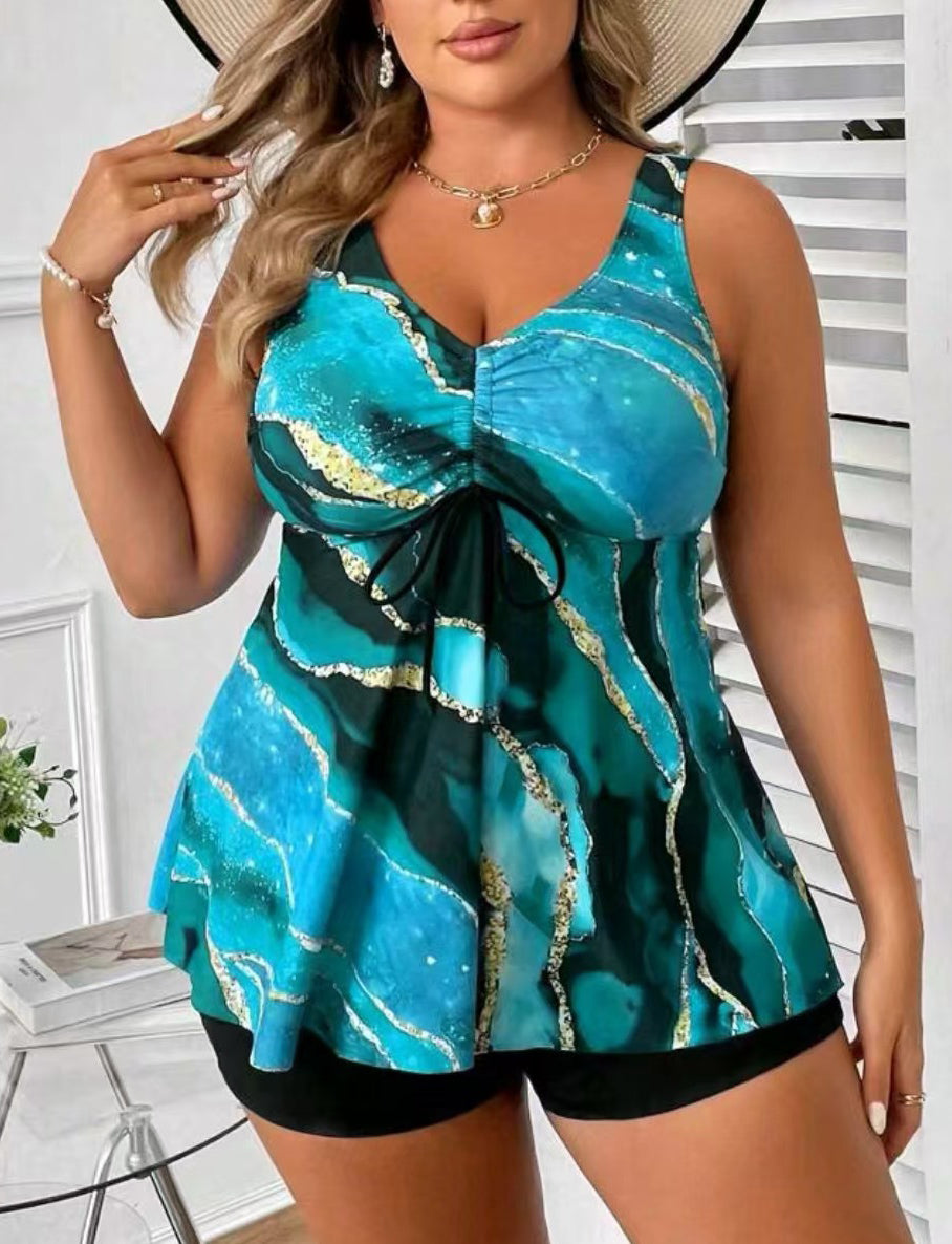 🏖️👙【Ljetni popusti】🌴【S-5XL】Elegantni dvodijelni kupaći kostim s printom za veće veličine