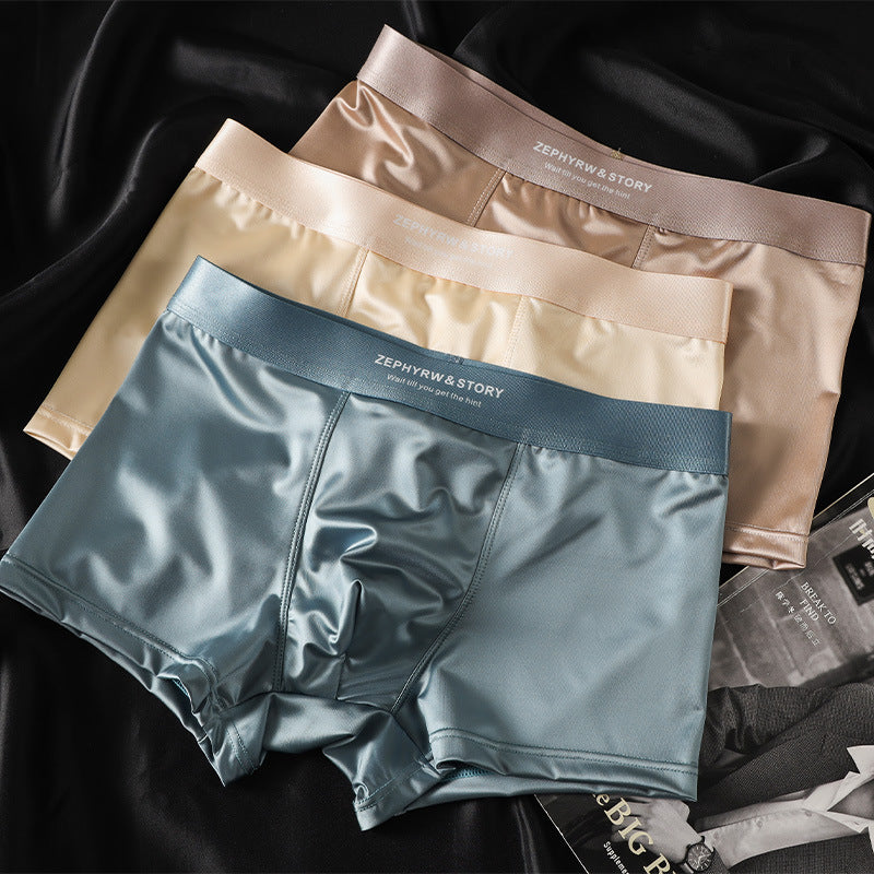 🔥🩲【Paquete de 6 unidades】Nuevos calzoncillos de seda fría para hombres, bóxers transpirables de verano, calzoncillos de satén para hombre