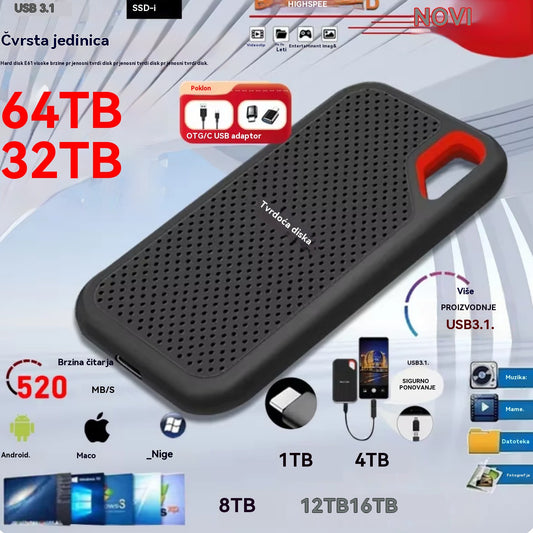 【Zadnji dan 🔥50% popusta】💥【8TB-128TB】 Brzi i veliki mobilni tvrdi disk