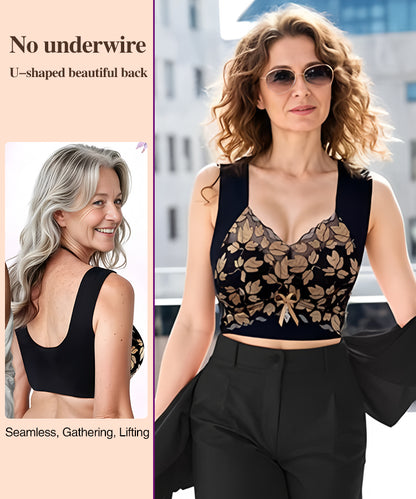 🎁💖【3 stavke】【M-4XL】Čipkasti grudnjak velike veličine bez čeličnog prstena, luksuzna prekrasna leđa, seksi, prozračan i bešavni grudnjak 【40~100kg】