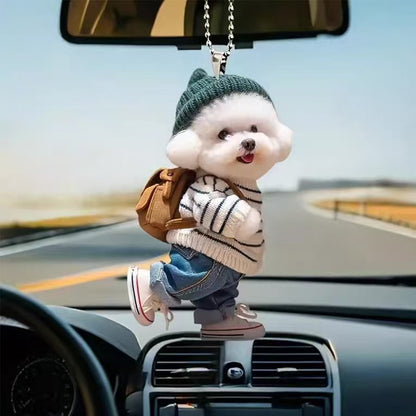 🐶[5 komada] Privjesak u obliku plišanog šteneta, akrilni privjesak za unutrašnjost automobila, ravni privjesak za retrovizor automobila, ukras