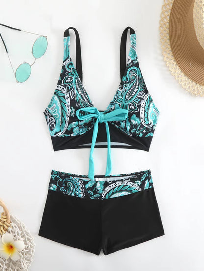🏊‍👙【Kupite 1, dobijte 1】🌴 Ljetni novi elegantni kupaći kostim velike veličine s printom, brzosušeći dvodijelni kupaći kostim