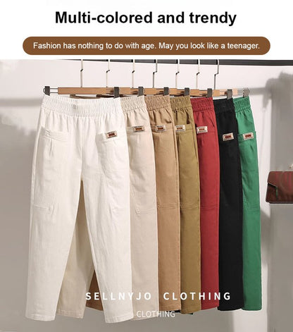 👖🔥🔥【M-6XL】Nové elastické a všestranné dámské kalhoty pro volný čas ve velkých velikostech, vyrobené z čisté bavlny 3905194 