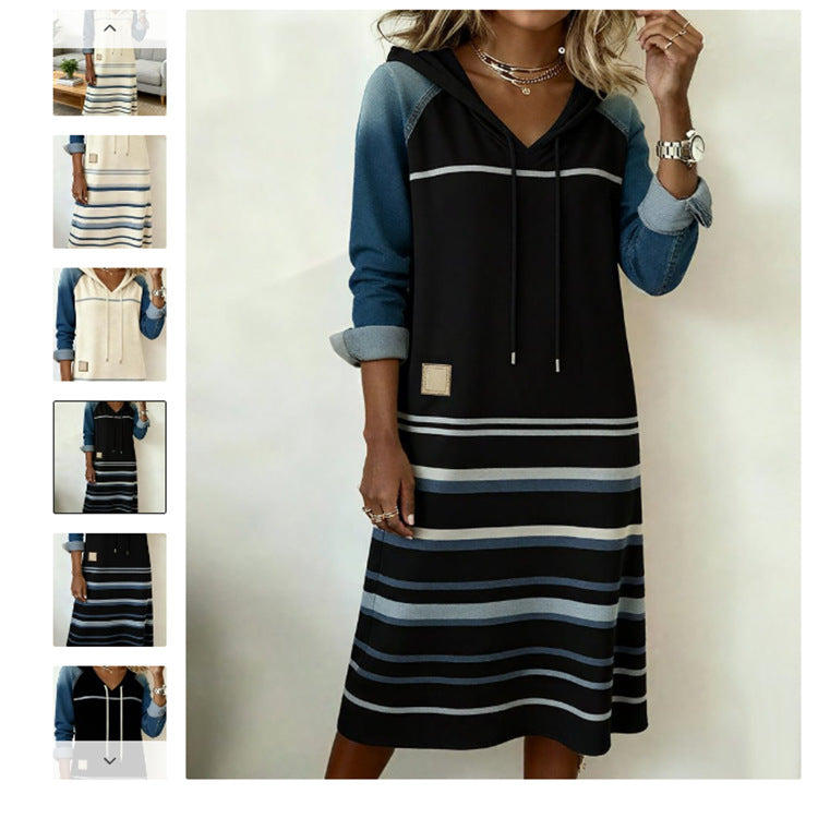 🔥【Kupte 1 a dostanete 1 zdarma】【S-3XL】2025 Žhavé nové džínové barevné blokové mikiny s kapucí