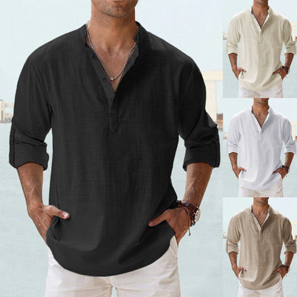 【S-5XL】2025 męska koszula bawełniano-lniana, luźna i przewiewna, swobodna i uniwersalna