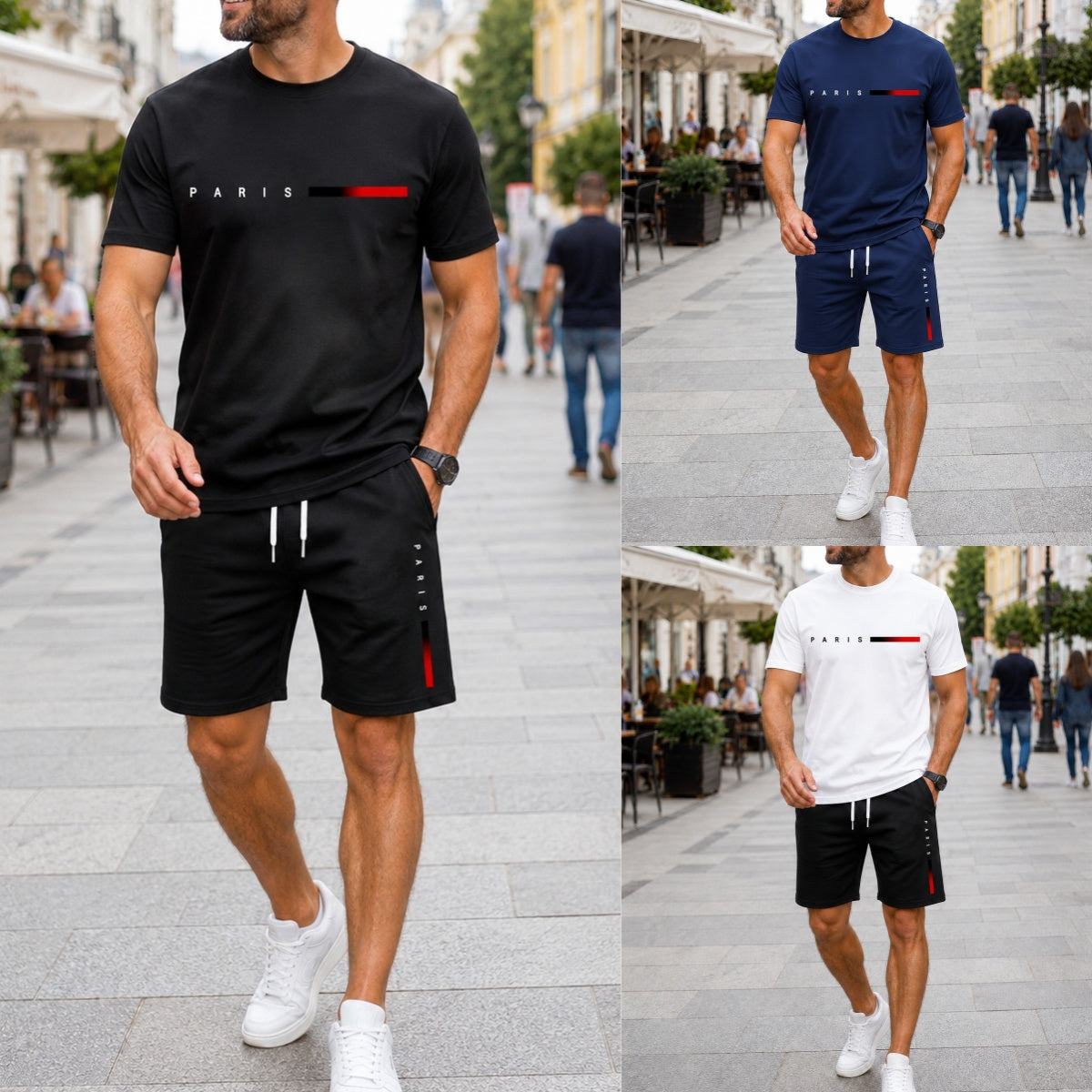 🏃‍♂️👕【Platba na dobierku】Pánska dvojdielna letná športová súprava - pohodlné tričko s krátkym rukávom a šortky na každodenné nosenie aj doma