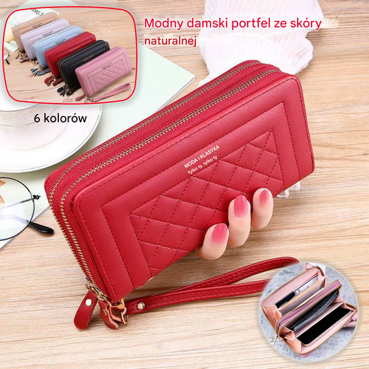 2025 Najnowszy modny damski portfel wielowarstwowy z podwójnym zamkiem błyskawicznym-3904792