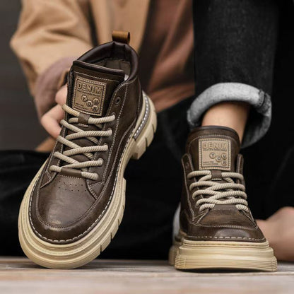 💪Φθινοπωρινά και χειμωνιάτικα ανδρικά ρετρό ψηλοτάκουνα παπούτσια, βρετανικού ρετρό στυλ