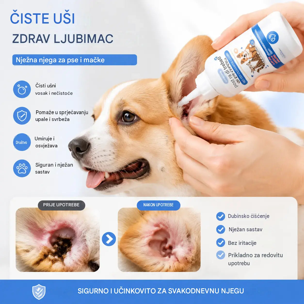 🐶🐱 Sredstvo za čišćenje ušiju za ublažavanje svrbeža ušiju kod pasa i mačaka.
